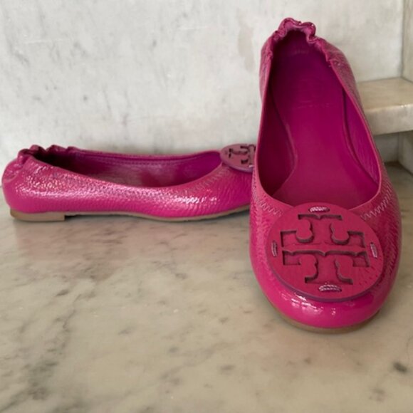TORY BURCH Reva Ballet Elastic Back Ballet Flats Hot Pink Magenta 6 - Picture 3 of 16